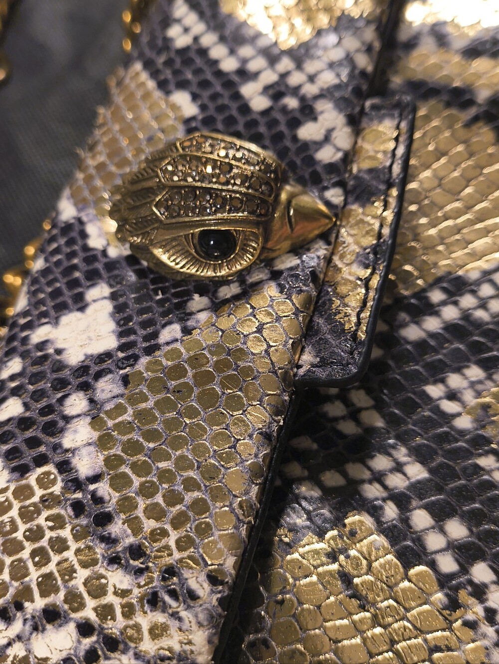 Kurt Geiger London Mini Kensington Metallic Snake Print Leather Crossbody Bag - Picture 4 of 16